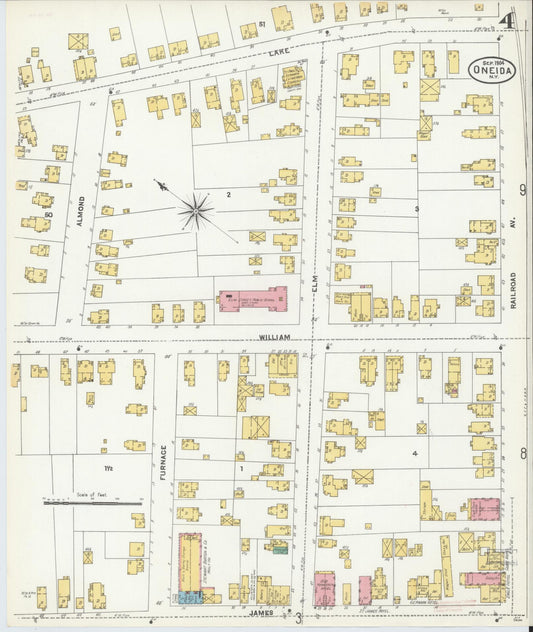 Sanborn Fire Insurance Map from Oneida, Madison County, New York (1904), Sheet #0003 - Historic Sanborn Fire Insurance Map Print, vintage old map wall art, antique decor, genealogy gift, New York New York map