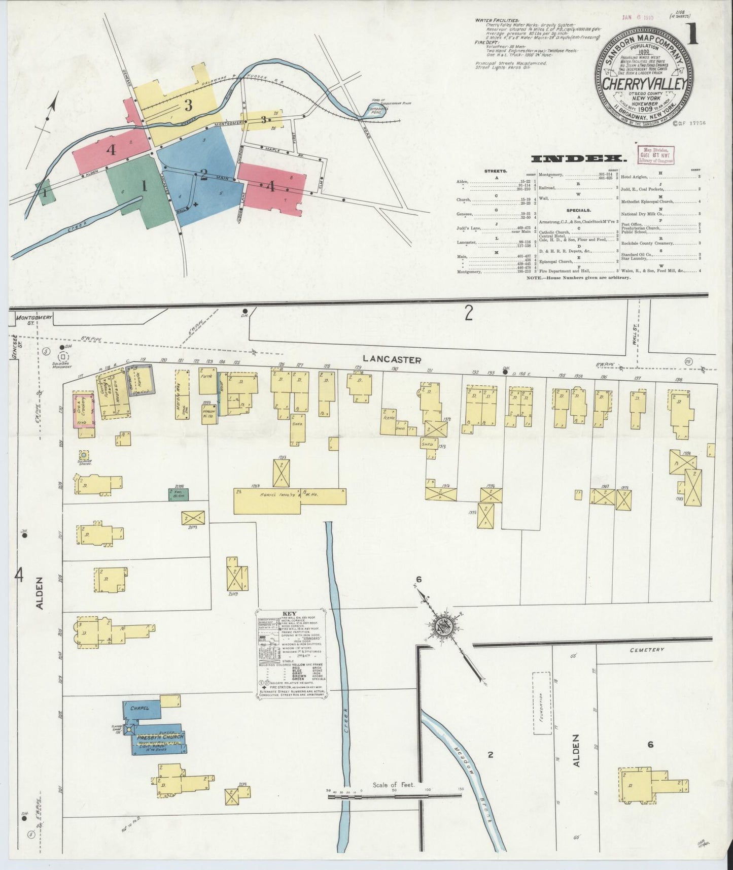 Sanborn Fire Insurance Map from Cherry Valley, Otsego County, New York. (1909) – Historic Sanborn Fire Insurance Map Print