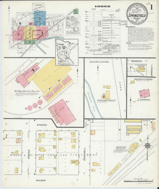 Sanborn Fire Insurance Map from Springfield, Brown County, Minnesota. (1917) – Map View