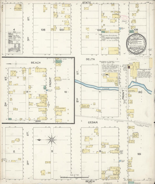 Sanborn Fire Insurance Map from Marysville, Snohomish County, Washington (1892), Sheet #0001 - Historic Sanborn Fire Insurance Map Print, vintage old map wall art, antique decor, genealogy gift, Washington Washington map