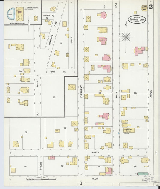 Sanborn Fire Insurance Map from Georgetown, Brown County, Ohio (1904), Sheet #0002 - Historic Sanborn Fire Insurance Map Print, vintage old map wall art, antique decor, genealogy gift, Ohio Ohio map