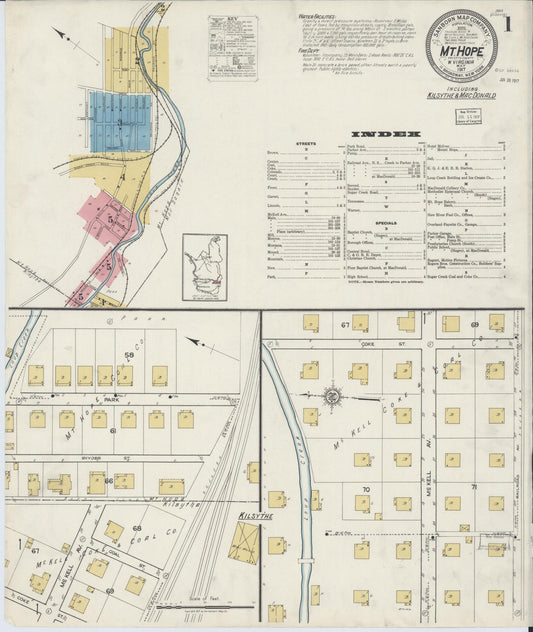 Sanborn Fire Insurance Map from Mount Hope, Fayette County, West Virginia (1917), Sheet #0001 - Historic Sanborn Fire Insurance Map Print, vintage old map wall art, antique decor, genealogy gift, West Virginia West Virginia map
