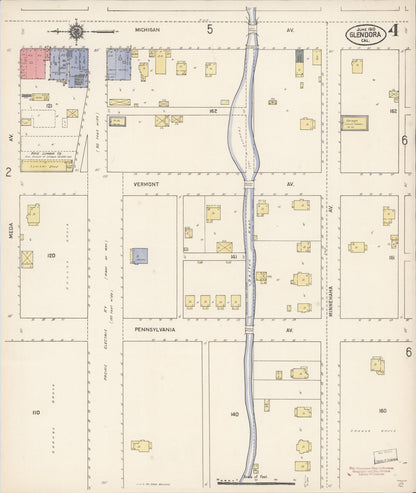 Sanborn Fire Insurance Map from Glendora, Los Angeles County, California (1910), Sheet #0004 - Complete Map Set gallery image, historic Sanborn map, vintage wall art, California California