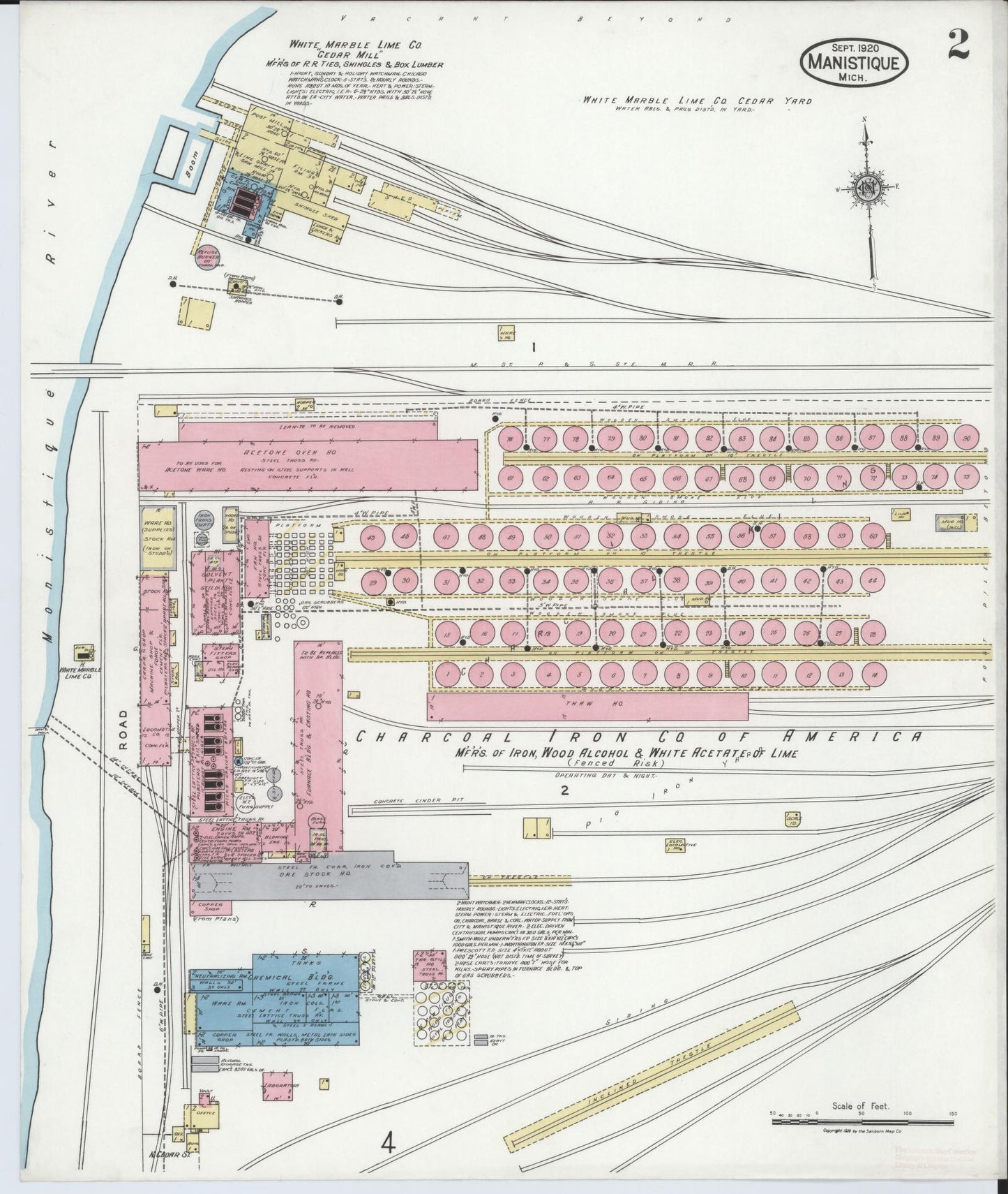 Sanborn Fire Insurance Map from Manistique, Schoolcraft County, Michigan (1920), Sheet #0002 - Complete Map Set gallery image, historic Sanborn map, vintage wall art, Michigan Michigan