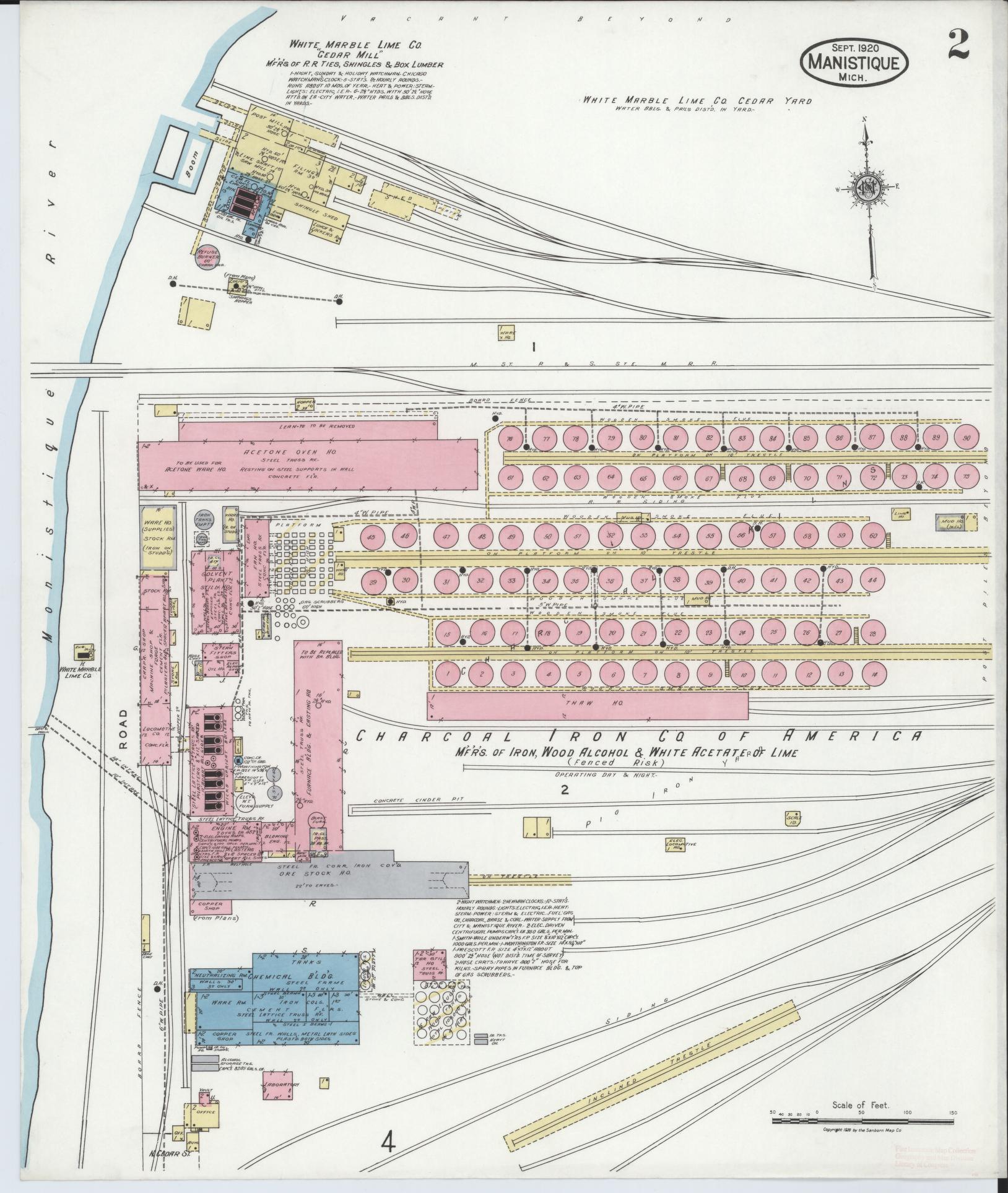 Sanborn Fire Insurance Map from Manistique, Schoolcraft County, Michigan (1920), Sheet #0002 - Complete Map Set gallery image, historic Sanborn map, vintage wall art, Michigan Michigan
