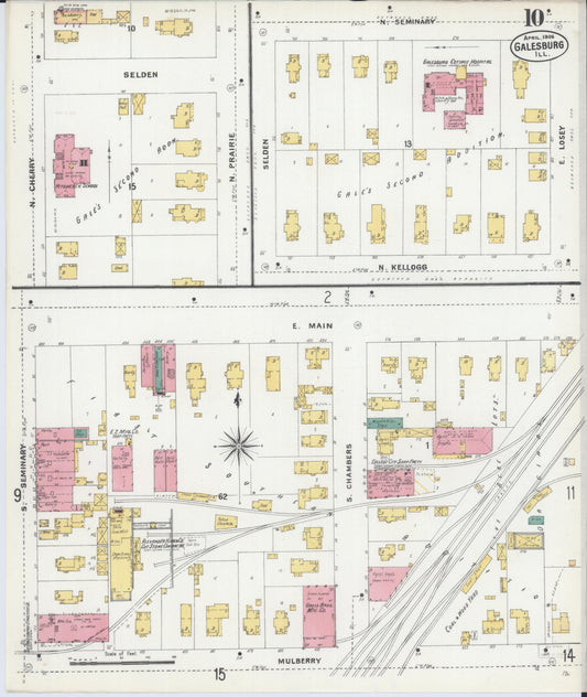 Sanborn Fire Insurance Map from Galesburg, Knox County, Illinois (1906), Sheet #0010 - Historic Sanborn Fire Insurance Map Print, vintage old map wall art, antique decor, genealogy gift, Illinois Illinois map