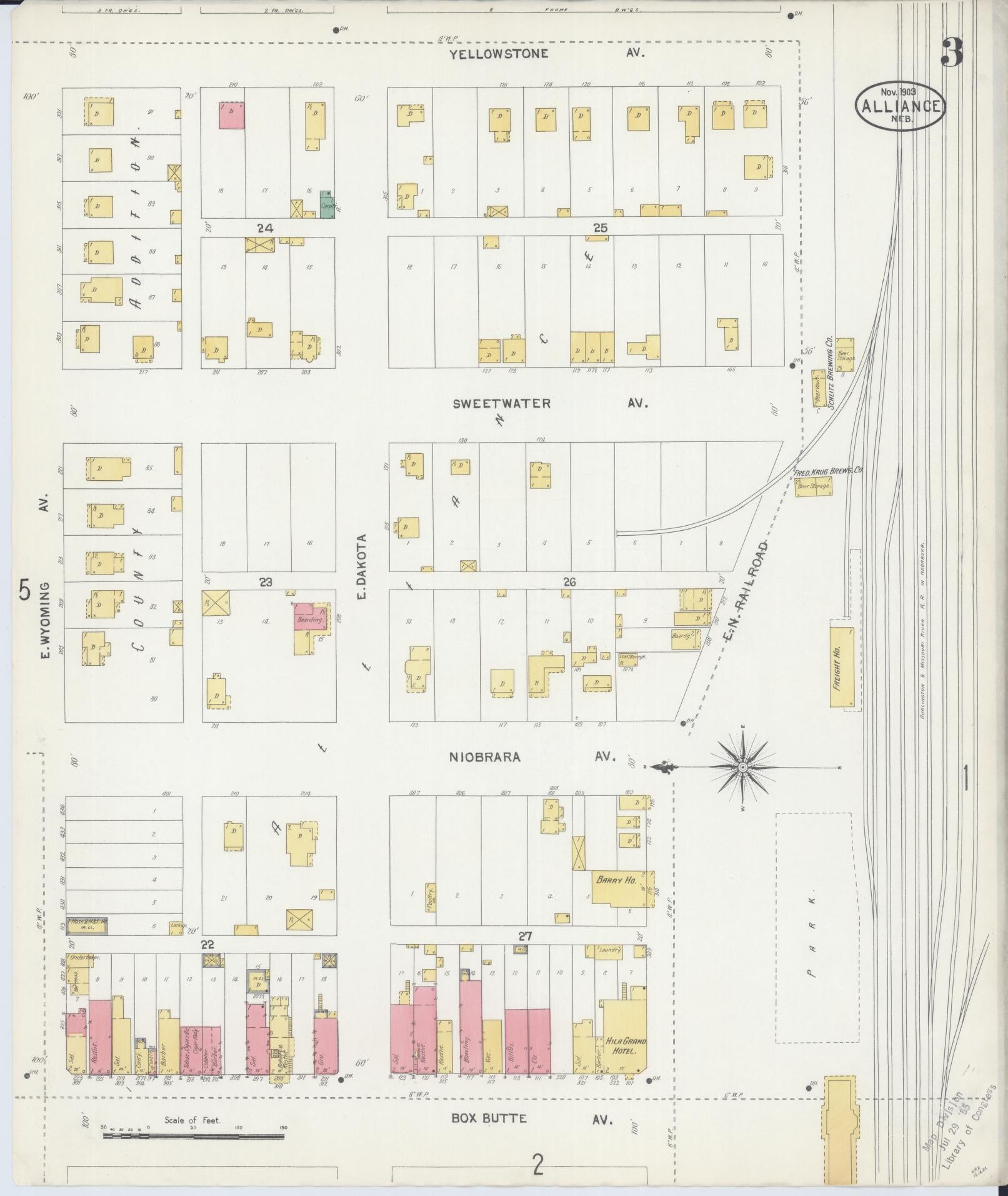 Sanborn Fire Insurance Map from Alliance, Box Butte County, Nebraska (1903), Sheet #0003 - Complete Map Set gallery image, historic Sanborn map, vintage wall art, Nebraska Nebraska