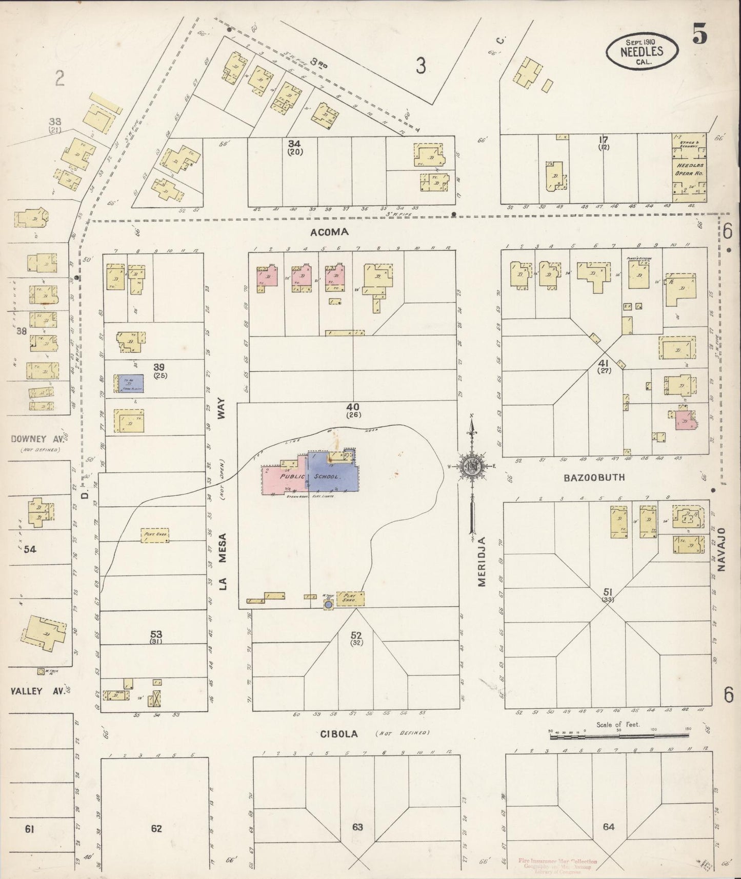 Sanborn Fire Insurance Map from Needles, San Bernardino County, California (1910), Sheet #0005 - Complete Map Set gallery image, historic Sanborn map, vintage wall art, California California