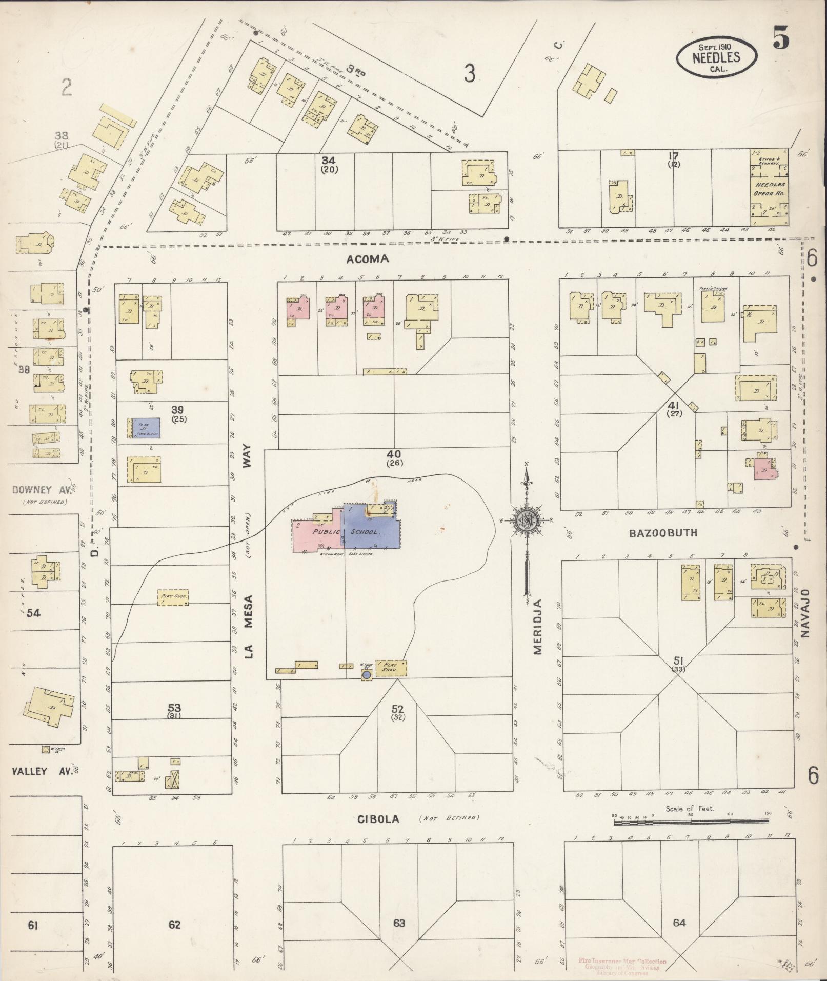 Sanborn Fire Insurance Map from Needles, San Bernardino County, California (1910), Sheet #0005 - Complete Map Set gallery image, historic Sanborn map, vintage wall art, California California