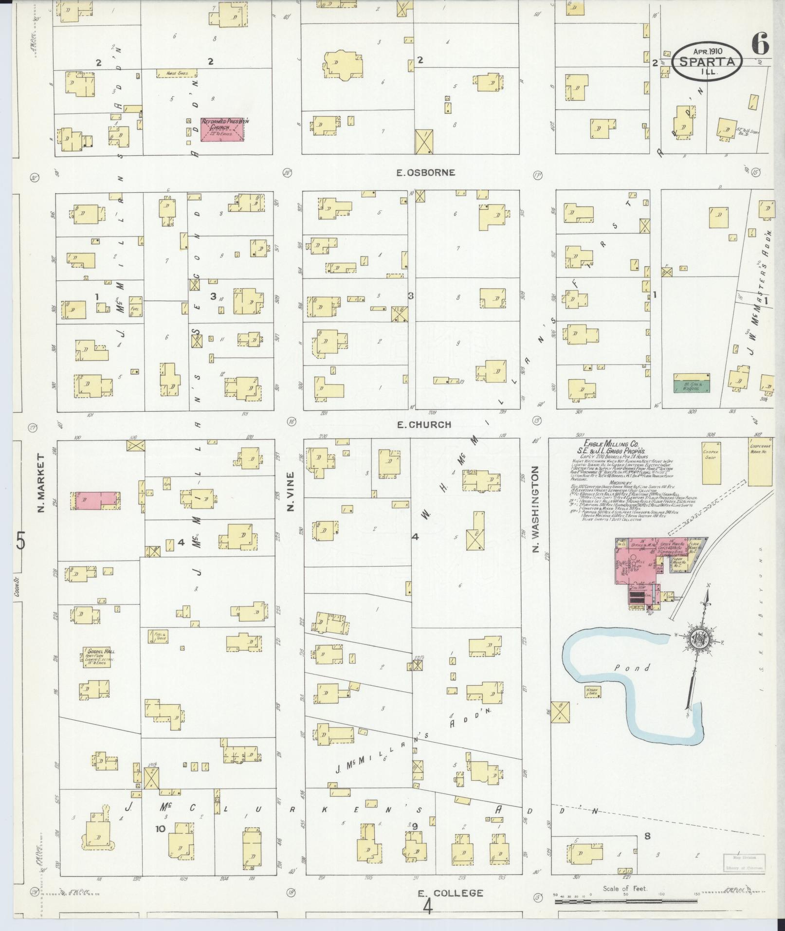 Sanborn Fire Insurance Map from Sparta, Randolph County, Illinois (1910), Sheet #0006 - Complete Map Set gallery image, historic Sanborn map, vintage wall art, Illinois Illinois