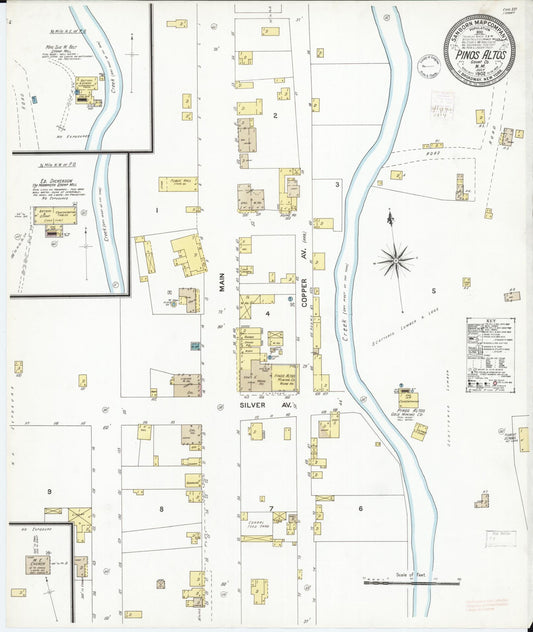 Sanborn Fire Insurance Map from Pinos Altos, Grant County, New Mexico (1902), Sheet #0001 - Historic Sanborn Fire Insurance Map Print, vintage old map wall art, antique decor, genealogy gift, New Mexico New Mexico map