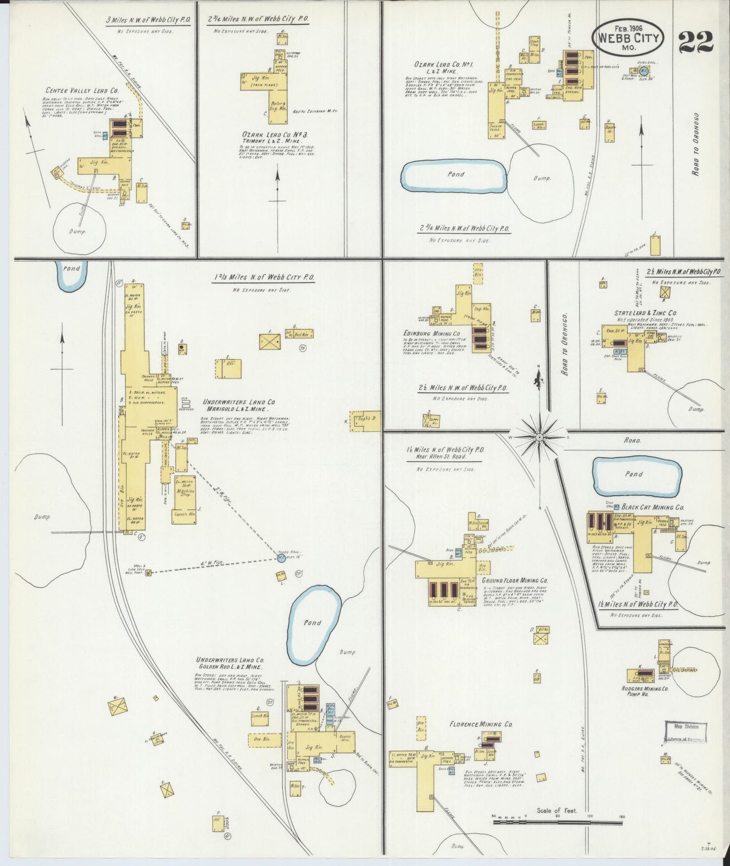 Sanborn Fire Insurance Map from Webb City, Jasper County, Missouri (1906), Sheet #0022 - Historic Sanborn Fire Insurance Map Print, vintage old map wall art, antique decor, genealogy gift, Missouri Missouri map