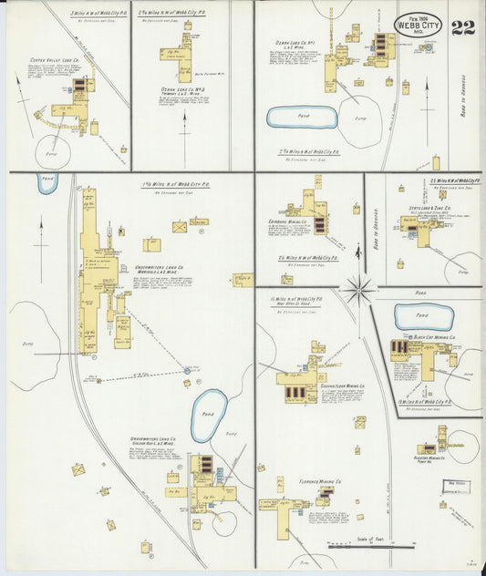 Sanborn Fire Insurance Map from Webb City, Jasper County, Missouri (1906), Sheet #0022 - Historic Sanborn Fire Insurance Map Print, vintage old map wall art, antique decor, genealogy gift, Missouri Missouri map