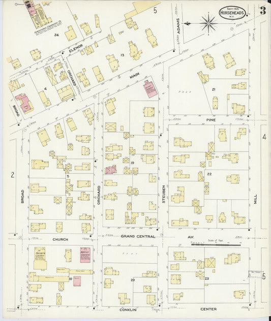 Sanborn Fire Insurance Map from Horseheads, Chemung County, New York (1908), Sheet #0003 - Historic Sanborn Fire Insurance Map Print, vintage old map wall art, antique decor, genealogy gift, New York New York map