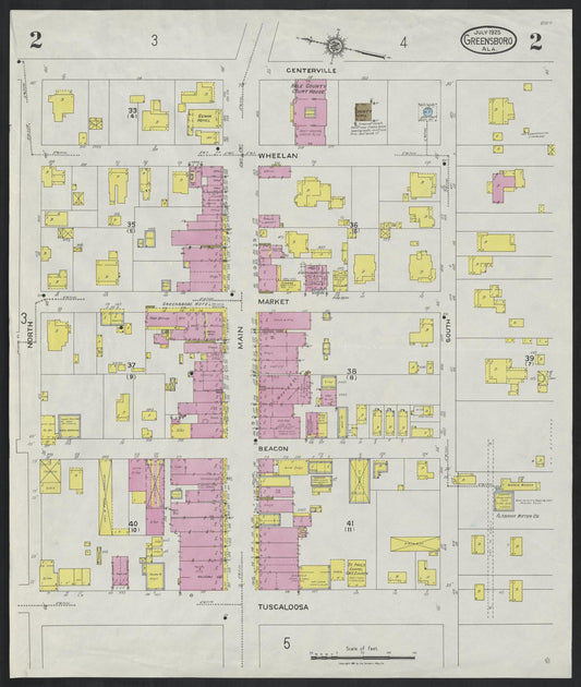 Sanborn Fire Insurance Map from Greensboro, Hale County, Alabama (1925), Sheet #0002 - Historic Sanborn Fire Insurance Map Print, vintage old map wall art, antique decor, genealogy gift, Alabama Alabama map