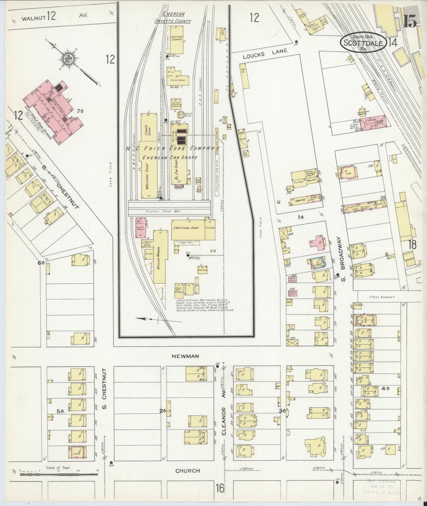Sanborn Fire Insurance Map from Scottdale, Westmoreland County, Pennsylvania (1914), Sheet #0015 - Complete Map Set gallery image, historic Sanborn map, vintage wall art, Pennsylvania Pennsylvania