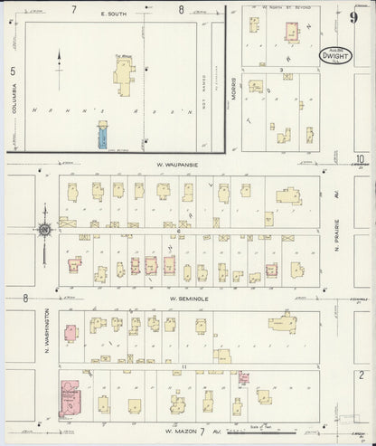 Sanborn Fire Insurance Map from Dwight, Livingston County, Illinois (1914), Sheet #0009 - Historic Sanborn Fire Insurance Map Print, vintage old map wall art, antique decor, genealogy gift, Illinois Illinois map