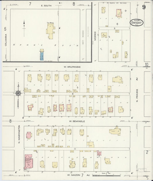 Sanborn Fire Insurance Map from Dwight, Livingston County, Illinois (1914), Sheet #0009 - Historic Sanborn Fire Insurance Map Print, vintage old map wall art, antique decor, genealogy gift, Illinois Illinois map