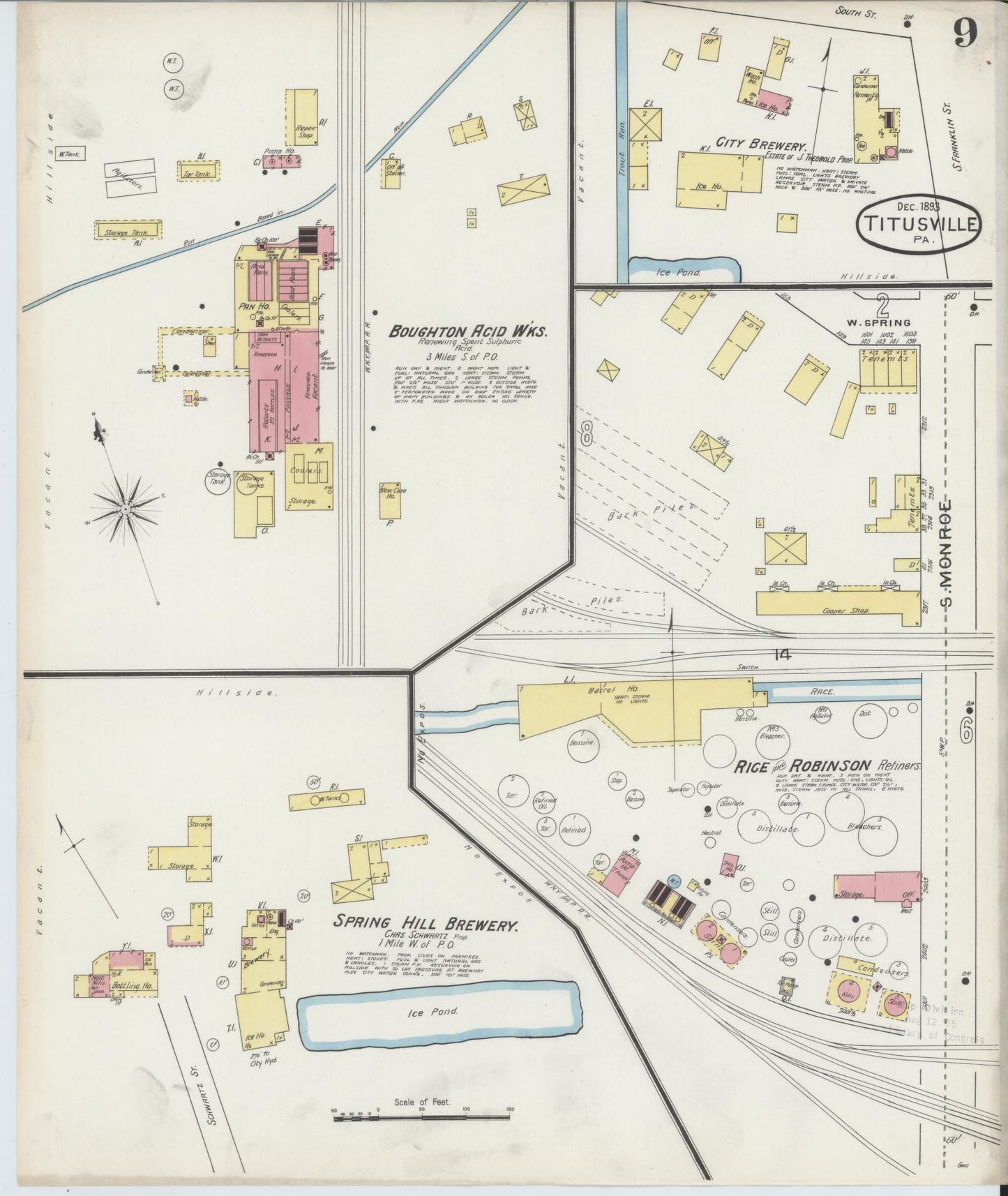 Sanborn Fire Insurance Map from Titusville, Crawford County, Pennsylvania (1893), Sheet #0009 - Complete Map Set gallery image, historic Sanborn map, vintage wall art, Pennsylvania Pennsylvania