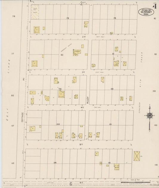 Sanborn Fire Insurance Map from Gearhart, Clatsop County, Oregon (1921), Sheet #0004 - Historic Sanborn Fire Insurance Map Print, vintage old map wall art, antique decor, genealogy gift, Oregon Oregon map