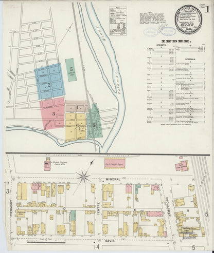 Sanborn Fire Insurance Map from Keyser, Mineral County, West Virginia (1898), Sheet #0001 - Complete Map Set gallery image, historic Sanborn map, vintage wall art, West Virginia West Virginia