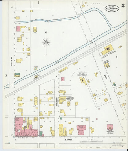 Sanborn Fire Insurance Map from North Lewisburg, Champaign County, Ohio (1901), Sheet #0002 - Historic Sanborn Fire Insurance Map Print, vintage old map wall art, antique decor, genealogy gift, Ohio Ohio map