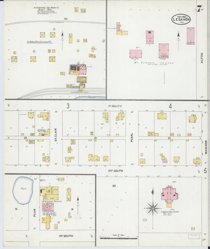 Sanborn Fire Insurance Map from Lebanon, Saint Clair County, Illinois (1906), Sheet #0007 - Complete Map Set gallery image, historic Sanborn map, vintage wall art, Illinois Illinois