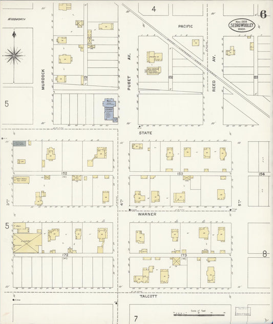 Sanborn Fire Insurance Map from Sedro Woolley, Skagit County, Washington (1907), Sheet #0006 - Historic Sanborn Fire Insurance Map Print, vintage old map wall art, antique decor, genealogy gift, Washington Washington map