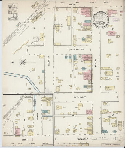 Sanborn Fire Insurance Map from Tiskilwa, Bureau County, Illinois (1886), Sheet #0001 - Historic Sanborn Fire Insurance Map Print, vintage old map wall art, antique decor, genealogy gift, Illinois Illinois map