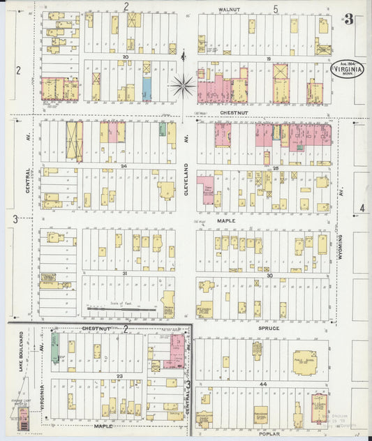 Sanborn Fire Insurance Map from Virginia, Saint Louis County, Minnesota (1904), Sheet #0003 - Historic Sanborn Fire Insurance Map Print, vintage old map wall art, antique decor, genealogy gift, Minnesota Minnesota map