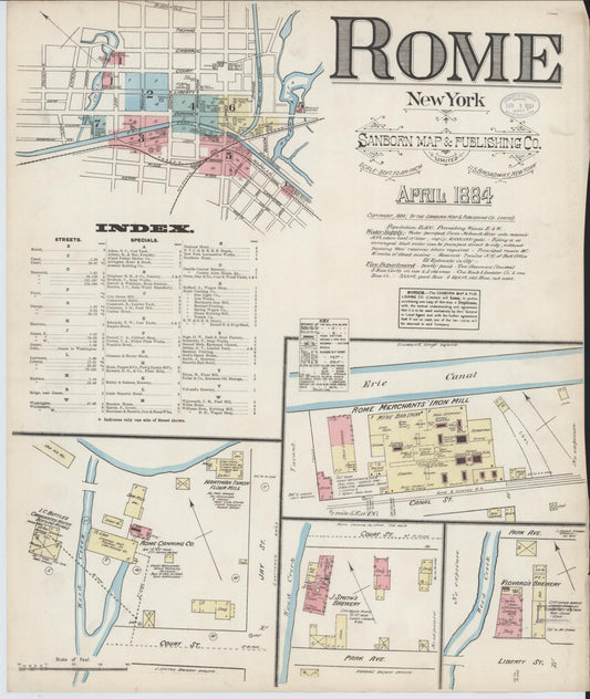 Sanborn Fire Insurance Map from Rome, Oneida County, New York (1884), Sheet #0001 - Complete Map Set gallery image, historic Sanborn map, vintage wall art, New York New York