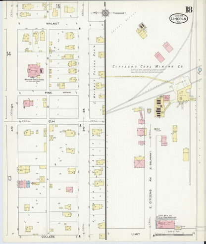 Sanborn Fire Insurance Map from Lincoln, Logan County, Illinois (1914), Sheet #0018 - Complete Map Set gallery image, historic Sanborn map, vintage wall art, Illinois Illinois
