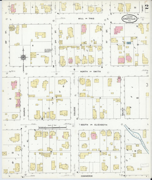 Sanborn Fire Insurance Map from Grayville, White And Edwards Counties, Illinois (1910), Sheet #0002 - Historic Sanborn Fire Insurance Map Print, vintage old map wall art, antique decor, genealogy gift, Illinois Illinois map