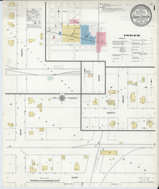 Sanborn Fire Insurance Map from Dodge Center, Dodge County, Minnesota (1910), Sheet #0001 - Complete Map Set gallery image, historic Sanborn map, vintage wall art, Minnesota Minnesota