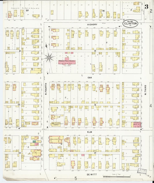 Sanborn Fire Insurance Map from Clinton, Clinton County, Iowa (1897), Sheet #0003 - Historic Sanborn Fire Insurance Map Print, vintage old map wall art