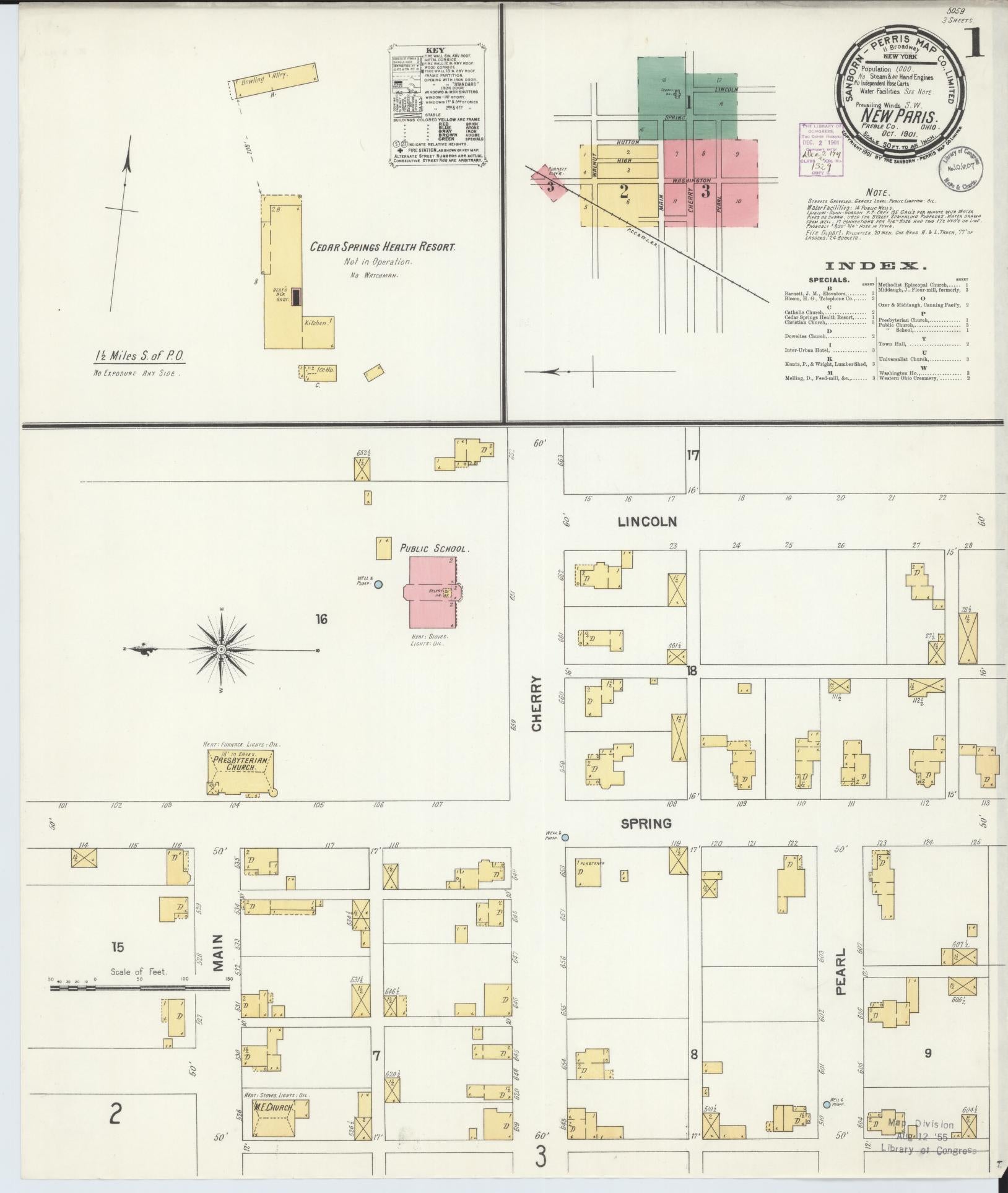 Sanborn Fire Insurance Map from New Paris, Preble County, Ohio (1901), Sheet #0001 - Complete Map Set gallery image, historic Sanborn map, vintage wall art, Ohio Ohio