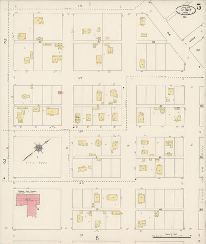 Sanborn Fire Insurance Map from Cheney, Spokane County, Washington (1916), Sheet #0005 - Complete Map Set gallery image, historic Sanborn map, vintage wall art, Washington Washington