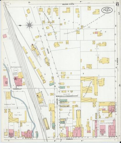 Sanborn Fire Insurance Map from Paris, Edgar County, Illinois (1900), Sheet #0008 - Historic Sanborn Fire Insurance Map Print, vintage old map wall art, antique decor, genealogy gift, Illinois Illinois map