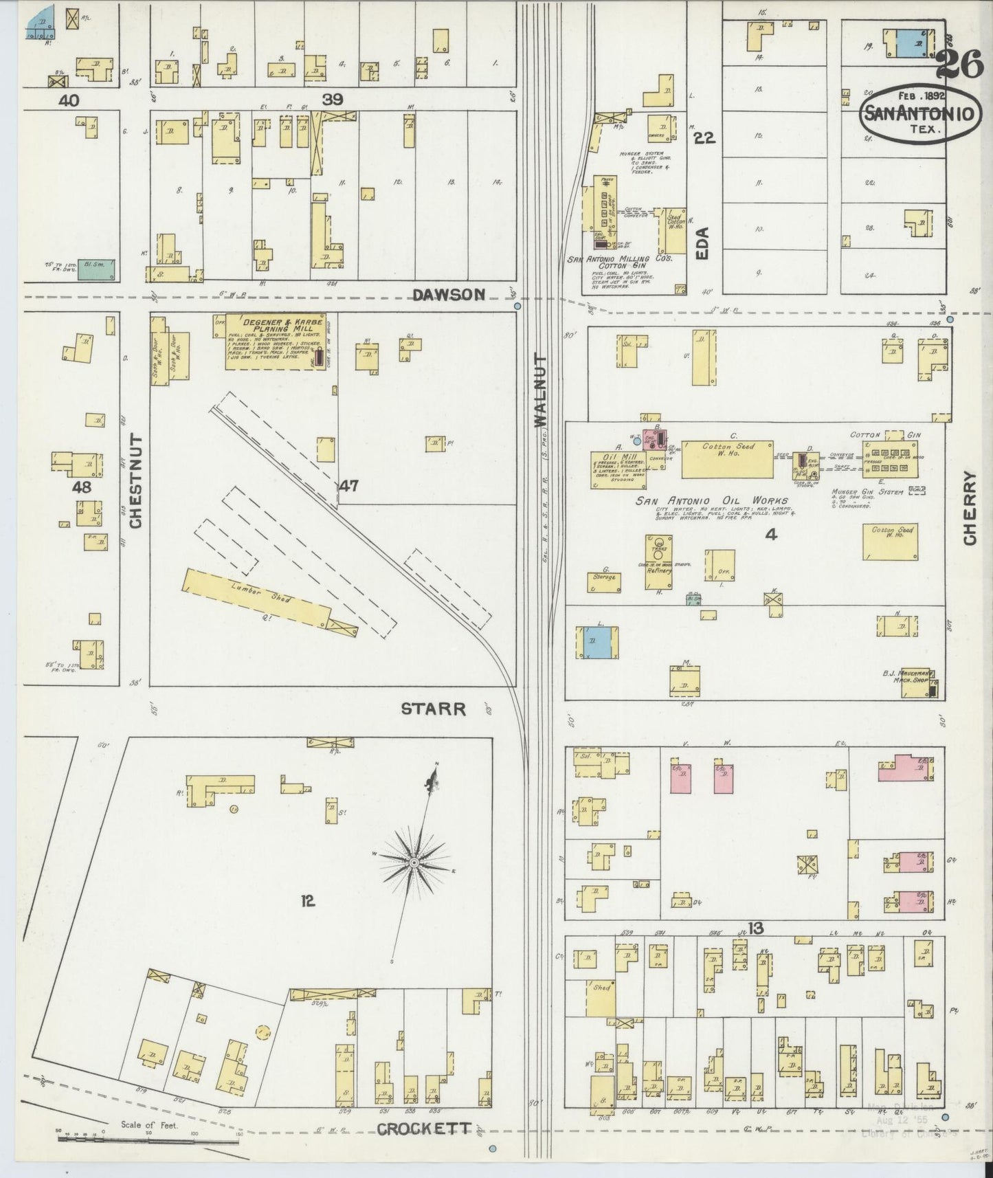 Sanborn Fire Insurance Map from San Antonio, Bexar County, Texas. (1892), Sheet 26 – Historic Sanborn Fire Insurance Map Print