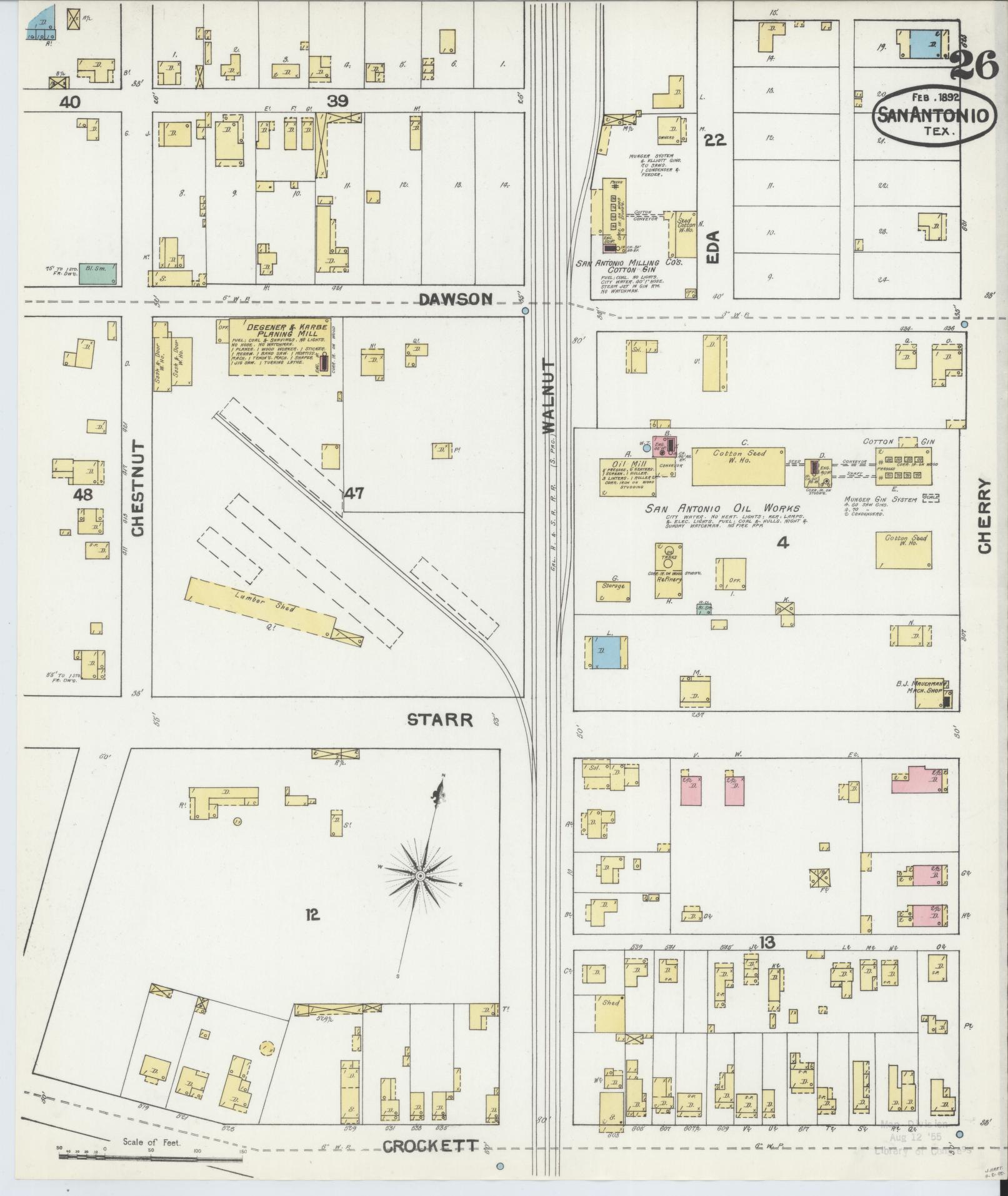 Sanborn Fire Insurance Map from San Antonio, Bexar County, Texas. (1892), Sheet 26 – Historic Sanborn Fire Insurance Map Print