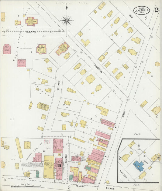 Sanborn Fire Insurance Map from Lake Mills, Jefferson County, Wisconsin (1903), Sheet #0002 - Historic Sanborn Fire Insurance Map Print, vintage old map wall art, antique decor, genealogy gift, Wisconsin Wisconsin map