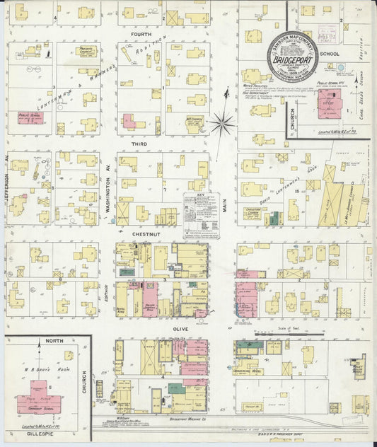 Sanborn Fire Insurance Map from Bridgeport, Lawrence County, Illinois (1909), Sheet #0001 - Historic Sanborn Fire Insurance Map Print, vintage old map wall art, antique decor, genealogy gift, Illinois Illinois map