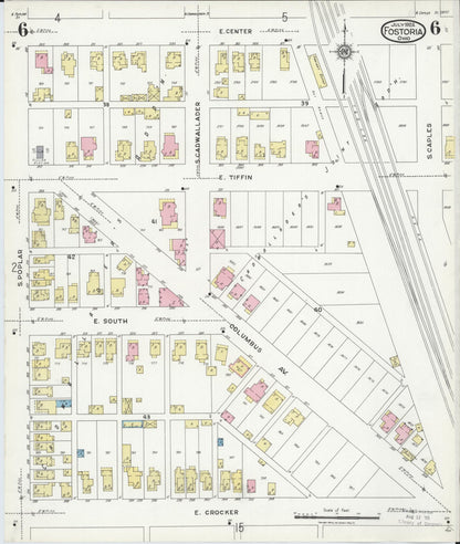 Sanborn Fire Insurance Map from Fostoria, Seneca, Hancock, And Wood Counties, Ohio (1924), Sheet #0006 - Historic Sanborn Fire Insurance Map Print, vintage old map wall art, antique decor, genealogy gift, Ohio Ohio map