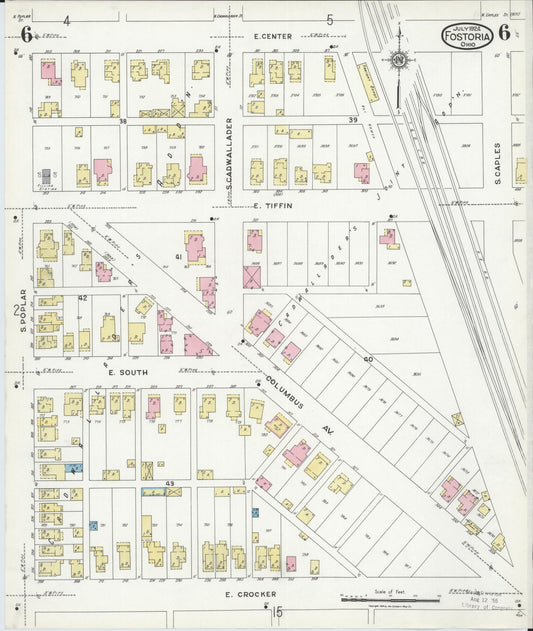 Sanborn Fire Insurance Map from Fostoria, Seneca, Hancock, And Wood Counties, Ohio (1924), Sheet #0006 - Historic Sanborn Fire Insurance Map Print, vintage old map wall art, antique decor, genealogy gift, Ohio Ohio map
