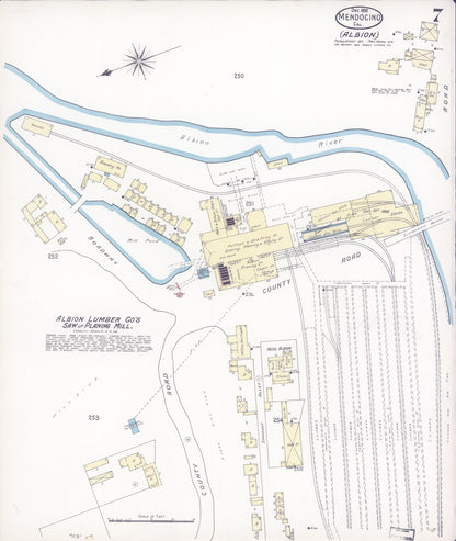 Sanborn Fire Insurance Map from Mendocino, Mendocino County, California (1898), Sheet #0007 - Complete Map Set gallery image, historic Sanborn map, vintage wall art, California California