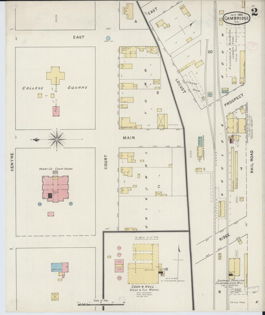 Sanborn Fire Insurance Map from Cambridge, Henry County, Illinois (1894), Sheet #0002 - Historic Sanborn Fire Insurance Map Print, vintage old map wall art, antique decor, genealogy gift, Illinois Illinois map