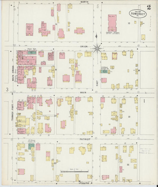 Sanborn Fire Insurance Map from Somerset, Somerset County, Pennsylvania (1897), Sheet #0002 - Historic Sanborn Fire Insurance Map Print, vintage old map wall art, antique decor, genealogy gift, Pennsylvania Pennsylvania map