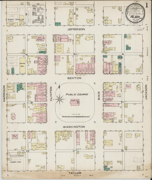 Sanborn Fire Insurance Map from Albia, Monroe County, Iowa (1886), Sheet #0001 - Historic Sanborn Fire Insurance Map Print