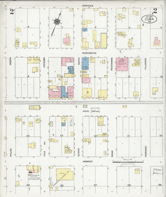 Sanborn Fire Insurance Map from Cuba, Crawford County, Missouri (1924), Sheet #0002 - Historic Sanborn Fire Insurance Map Print, vintage old map wall art, antique decor, genealogy gift, Missouri Missouri map