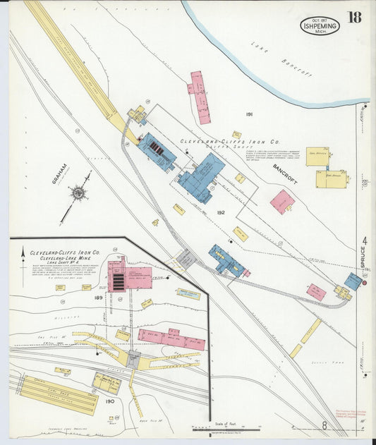 Sanborn Fire Insurance Map from Ishpeming, Marquette County, Michigan (1917), Sheet #0018 - Historic Sanborn Fire Insurance Map Print, vintage old map wall art, antique decor, genealogy gift, Michigan Michigan map